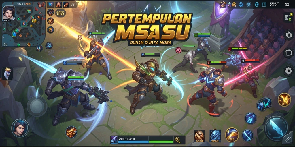 Tampilan menawan dari permainan MOBA 555F dengan aksi yang mendebarkan.