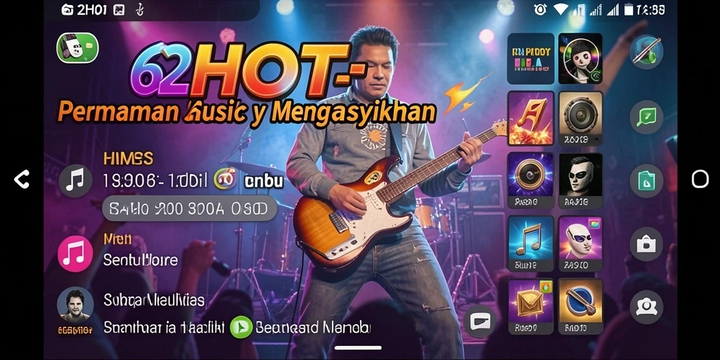 Tampilan gameplay 62HOT dengan tantangan musik yang menarik.