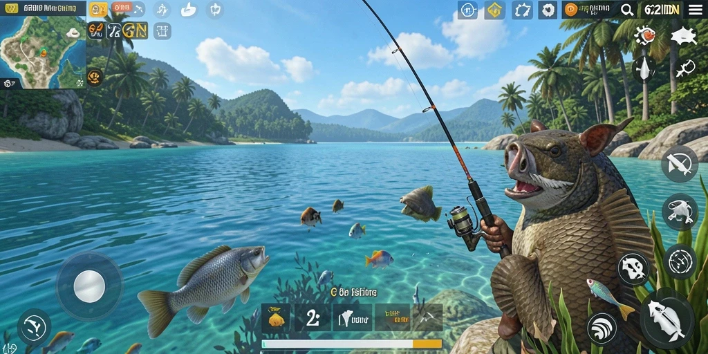 Screenshot gameplay <strong>62IDN</strong> menampilkan aksi memancing yang seru dan menarik.