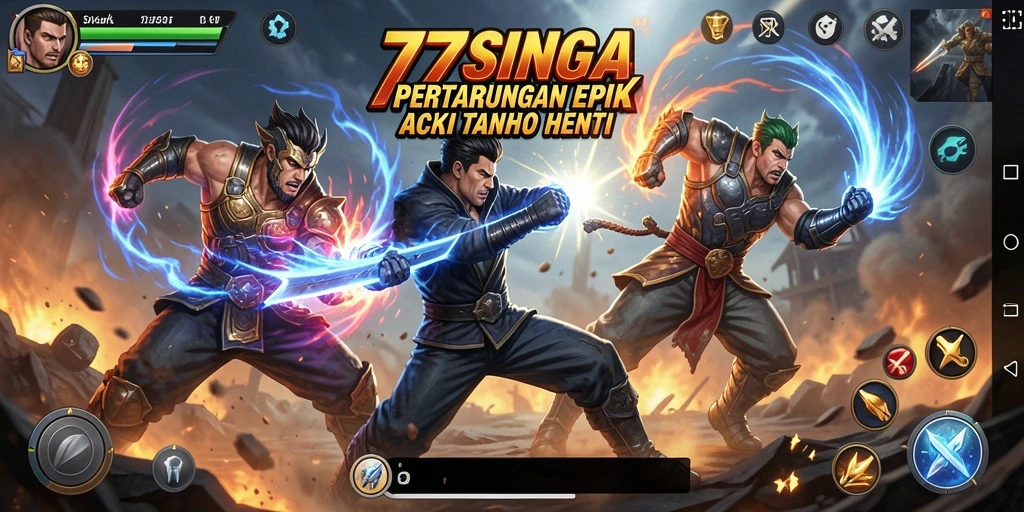 Tampilan aksi seru dalam gameplay 77SINGA yang mendebarkan.