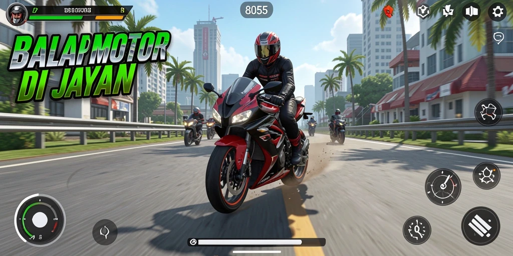 Gameplay seru dan menantang dalam balap motor.