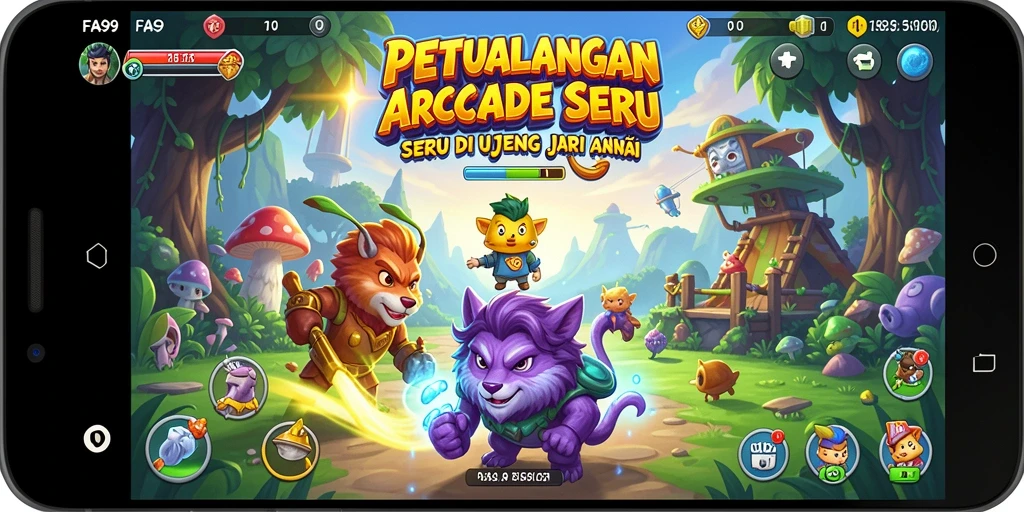 Screenshot permainan FA99 menampilkan aksi seru dalam gameplay Arcade.