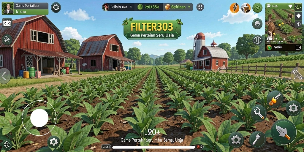Gameplay FILTER303 menampilkan keseruan bertani dengan grafis yang indah.