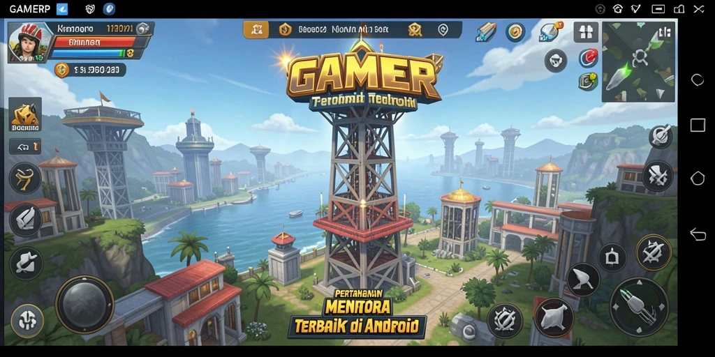 Tampilan gameplay menara pertahanan yang strategis dan dinamis.