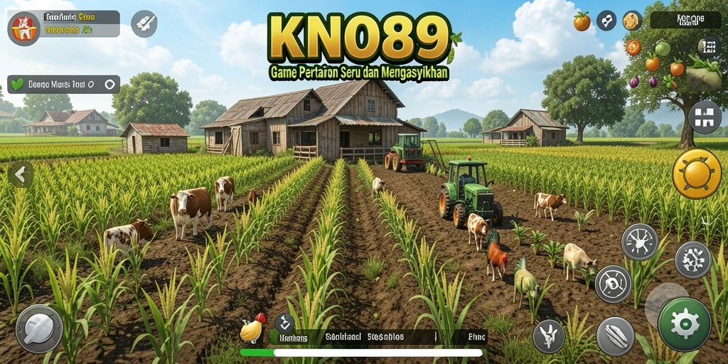 Tampilan gameplay KNO89 yang menggambarkan aktivitas bertani yang menyenangkan.
