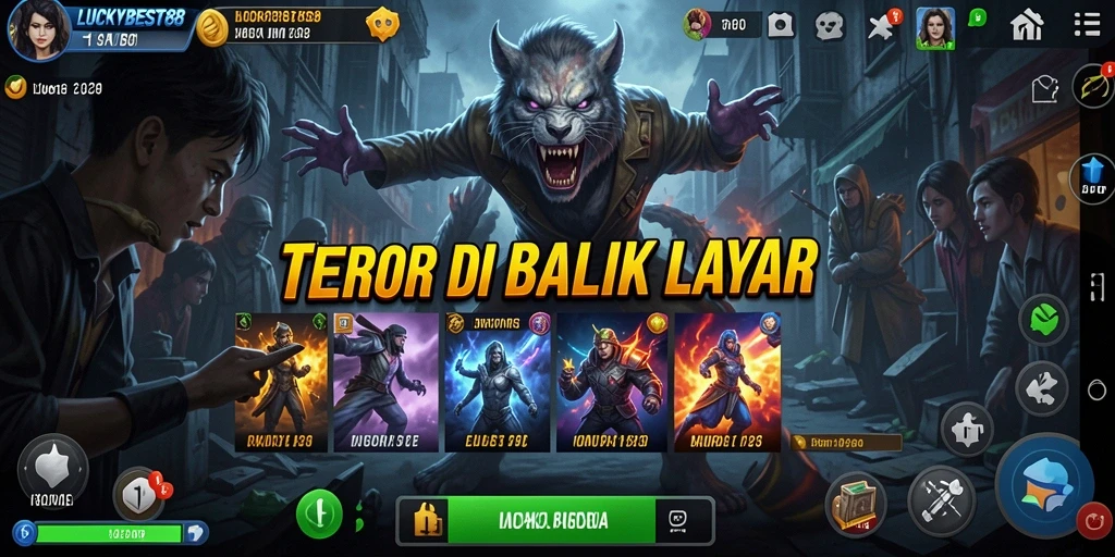 Tampilan gameplay yang menegangkan di LUCKYBEST88 saat melawan kegelapan.