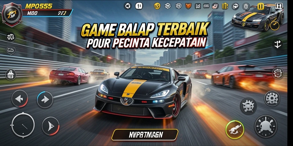 Gambaran mendebarkan dari gameplay balapan di MPO555.
