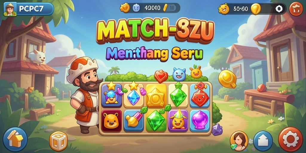 Tangkapan layar gameplay PCPC7 menunjukkan keseruan mencocokkan item.