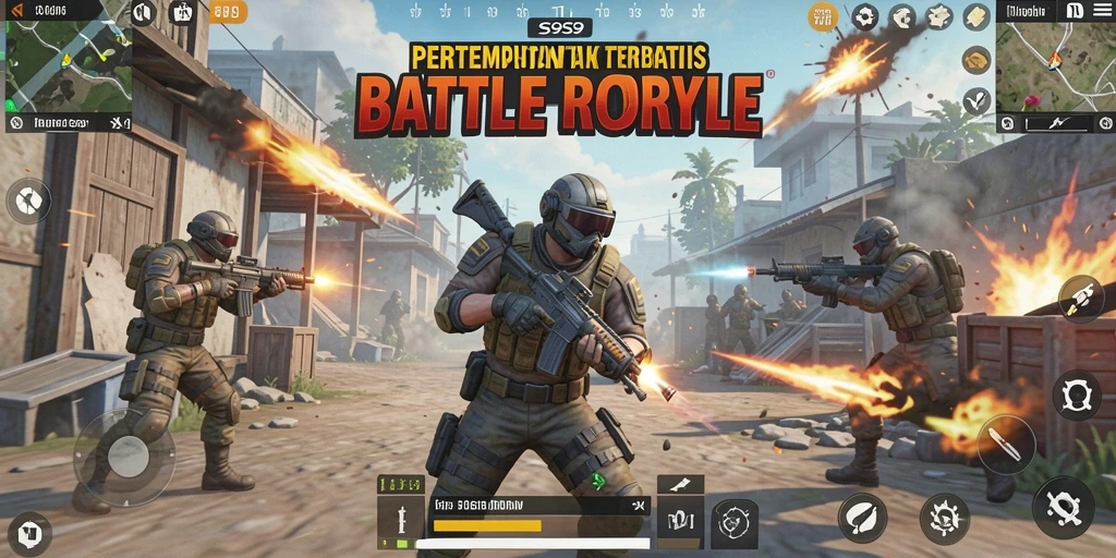 Screenshot S9S9 menampilkan pertarungan seru di arena Battle Royale.