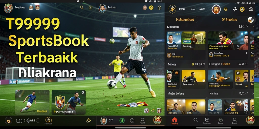 Screenshot utama T9999 menampilkan antarmuka pengguna aplikasi Sportsbook.