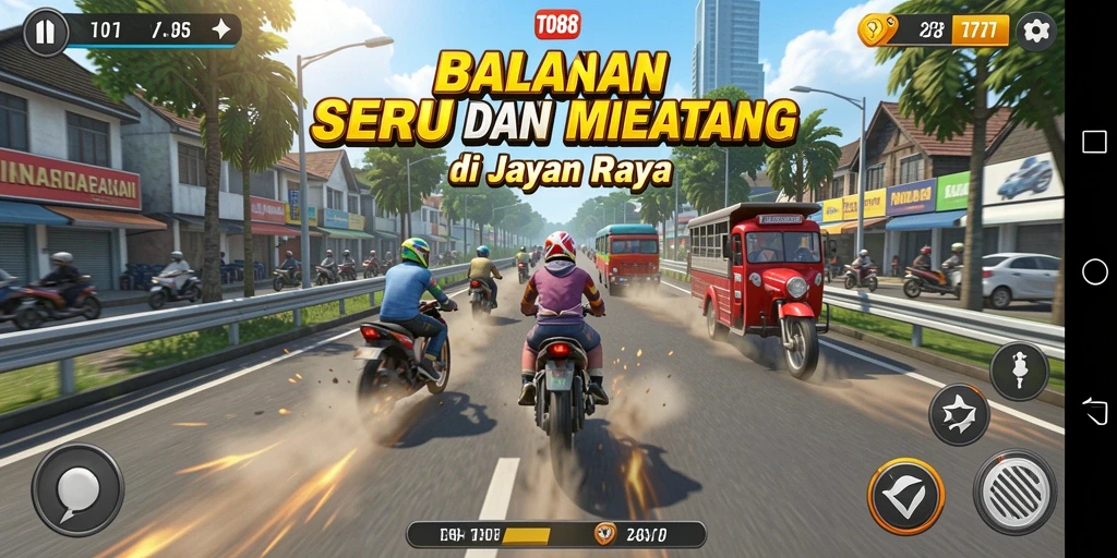 Screenshot TO88 menampilkan aksi balapan seru dengan grafik yang menarik.
