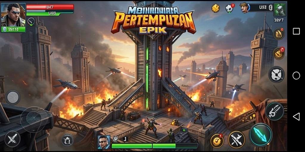 Tampilan gameplay <strong>UH77</strong> yang mendebarkan dengan berbagai menara strategis.